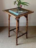 Load image into Gallery viewer, KEPT London Stock Tiger bamboo and woven top table
