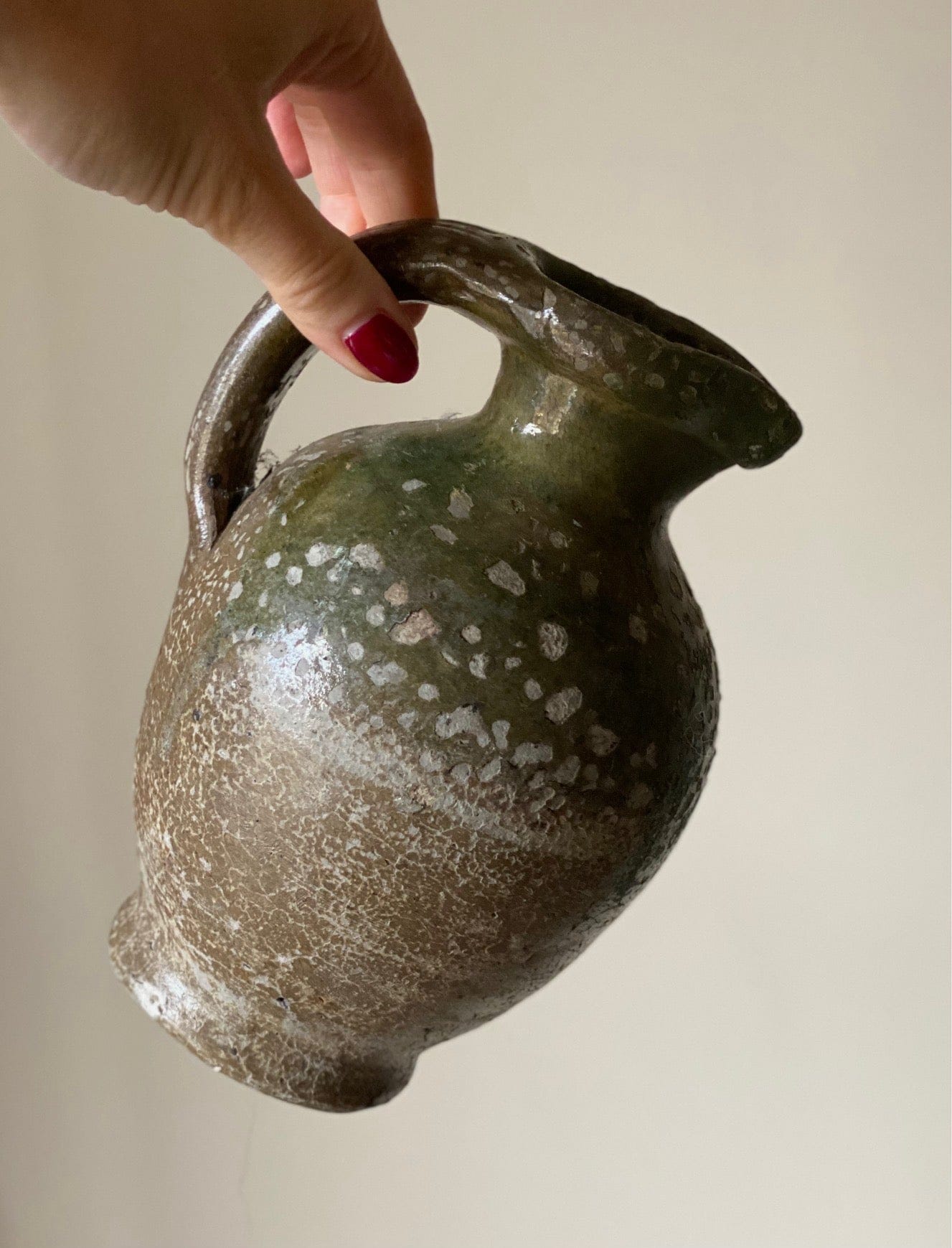 KEPT London Stock Two French green glaze jugs