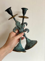 Load image into Gallery viewer, KEPT London Stock Verdigris metal candlesticks
