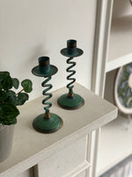 Load image into Gallery viewer, KEPT London Verdigris wiggle candlesticks
