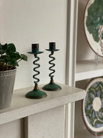 Load image into Gallery viewer, KEPT London Verdigris wiggle candlesticks
