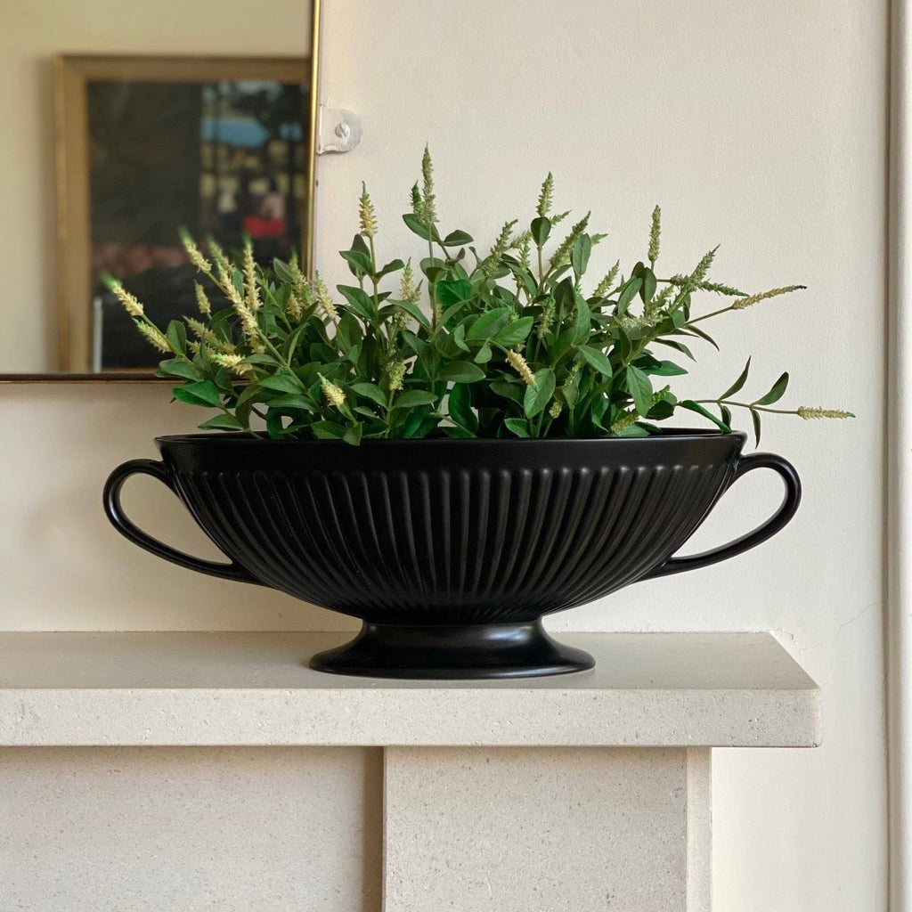 KEPT London Stock Wedgwood black ribbed vase, large