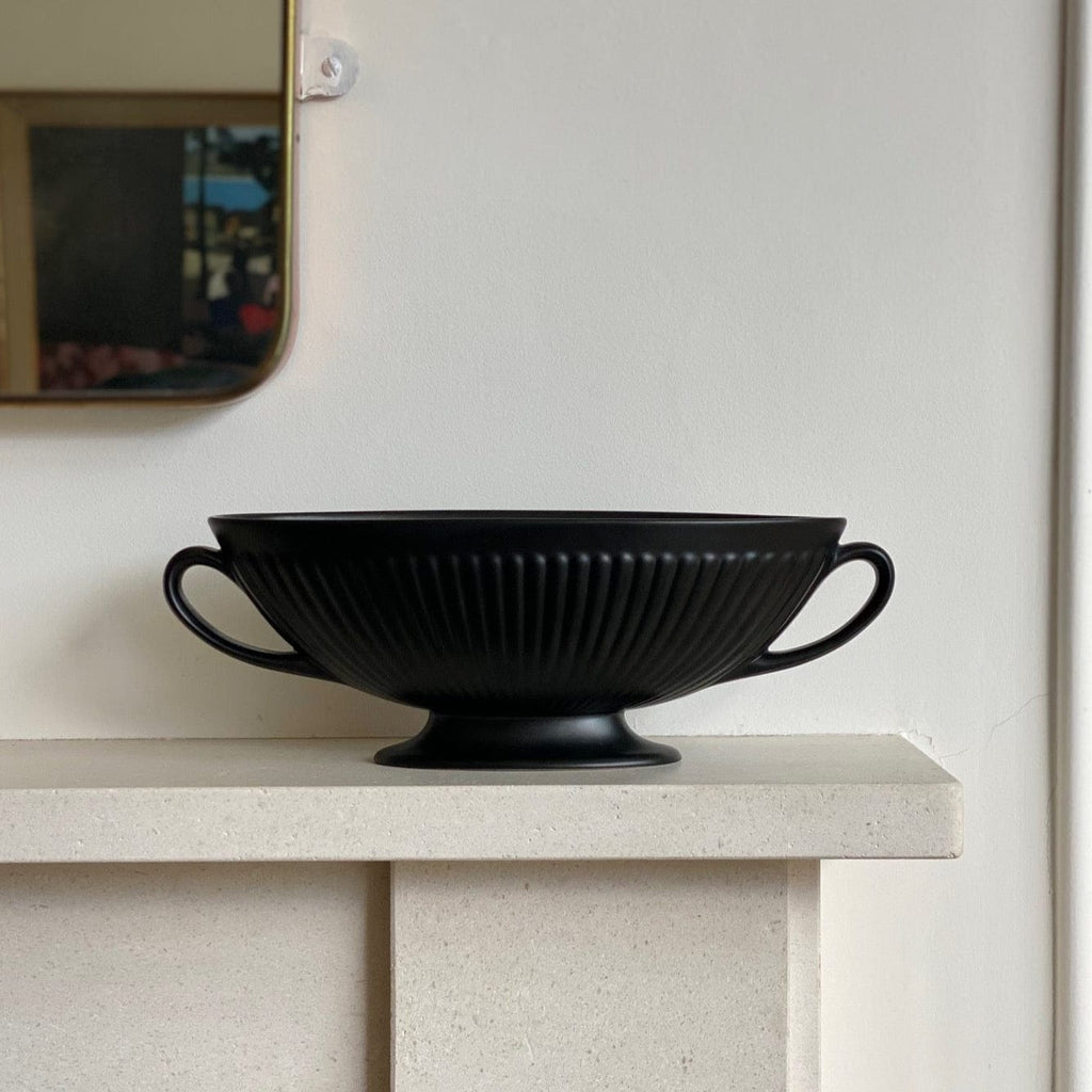KEPT London Stock Wedgwood black ribbed vase, small