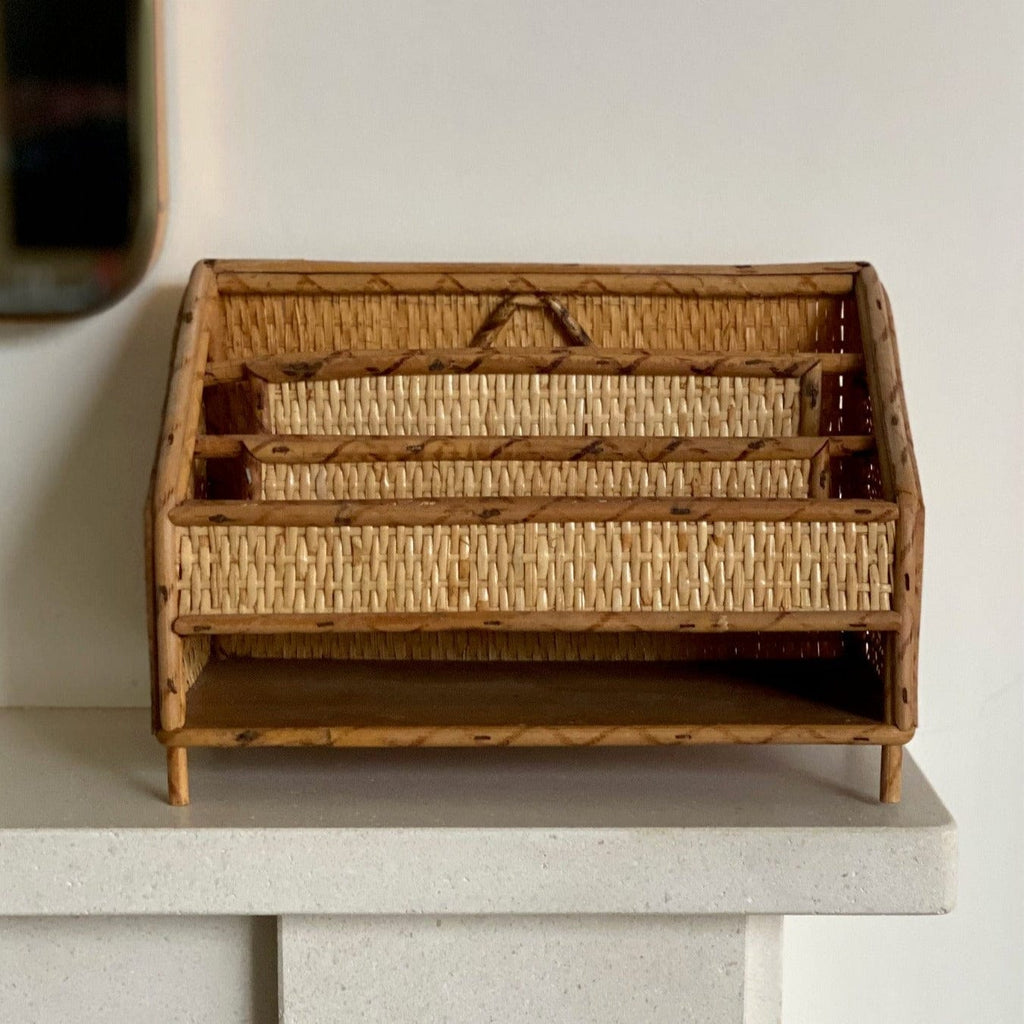 KEPT London Wicker and bamboo letter rack