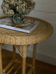 KEPT London Wicker and bamboo round side table