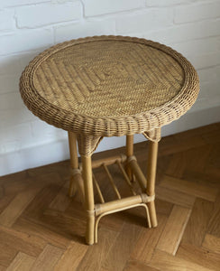 KEPT London Wicker and bamboo round side table