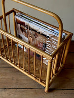 Load image into Gallery viewer, KEPT London Stock Wicker magazine rack with ball feet
