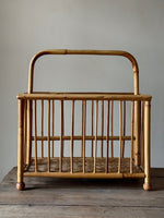 Load image into Gallery viewer, KEPT London Stock Wicker magazine rack with ball feet

