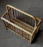 Load image into Gallery viewer, KEPT London Stock Wicker magazine rack with ball feet
