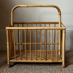 Load image into Gallery viewer, KEPT London Stock Wicker magazine rack with ball feet
