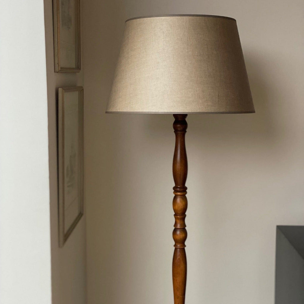 KEPT London Stock Wooden turned floor lamp