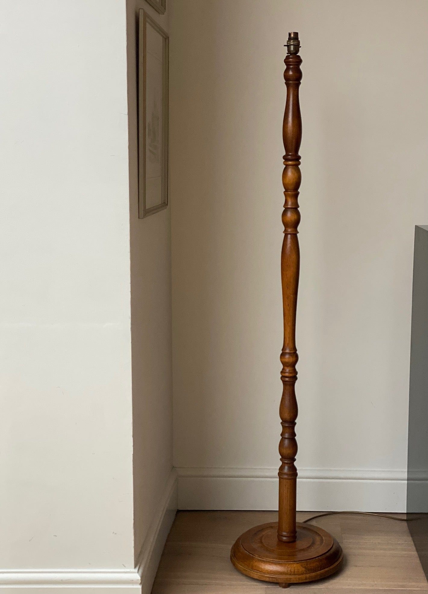 KEPT London Stock Wooden turned floor lamp