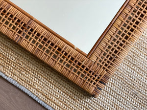 KEPT London Stock Woven cane rectangular mirror