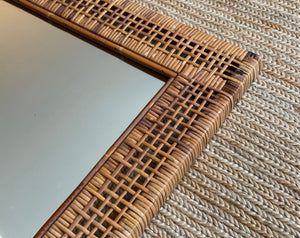 KEPT London Stock Woven cane rectangular mirror