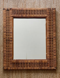 KEPT London Stock Woven cane rectangular mirror