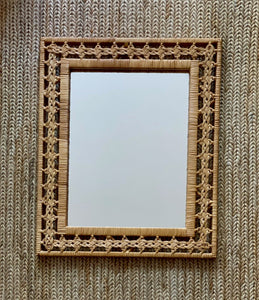 KEPT London Stock Woven rattan rectangular mirror