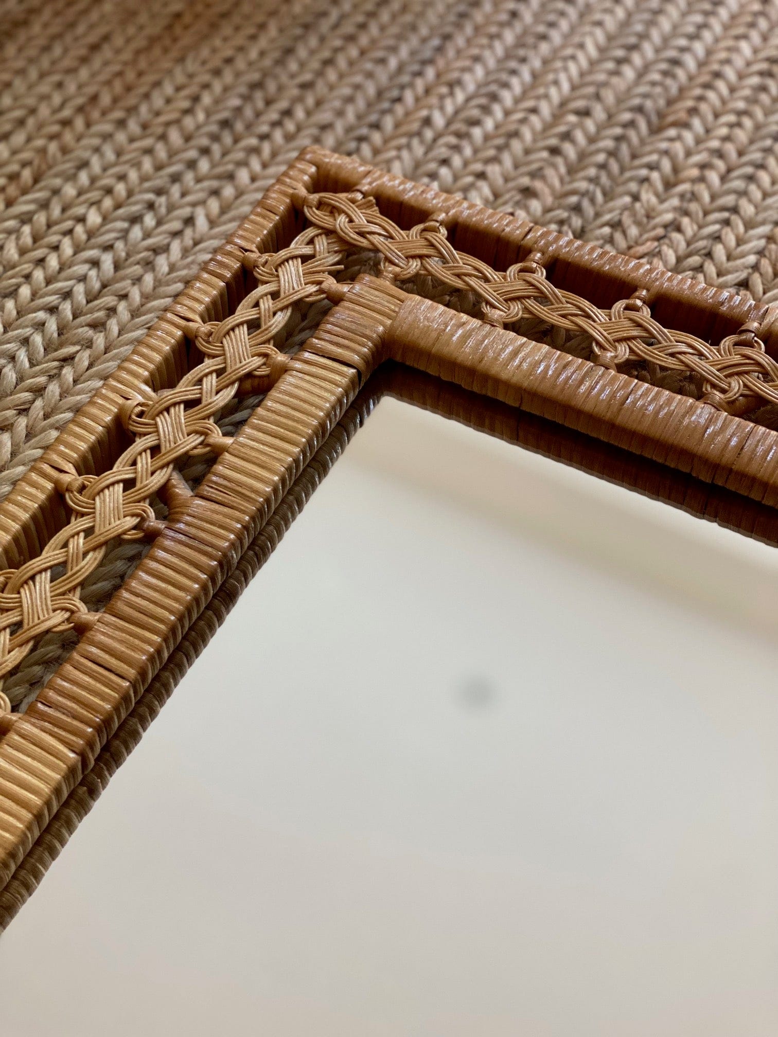 KEPT London Stock Woven rattan rectangular mirror
