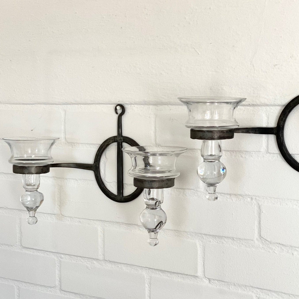 KEPT London Wrought iron and glass wall sconces, Boda-Åfors