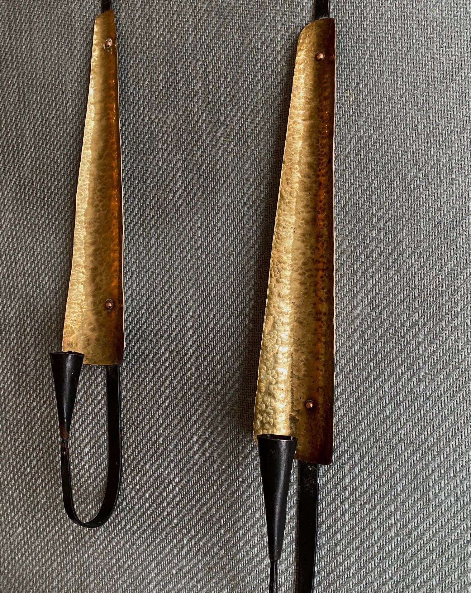 KEPT London Stock Wrought iron and hammered brass wall sconces