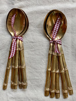 Load image into Gallery viewer, KEPT London Brass faux bamboo cutlery
