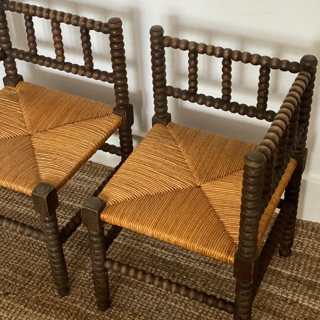 KEPT London Stock Pair of bobbin corner chairs