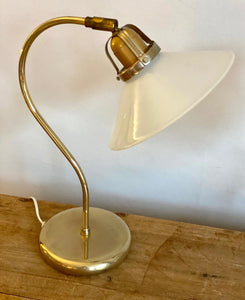 KEPT London Pair of brass lamps with glass shades