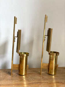 KEPT London Pair of structural brass wall sconces